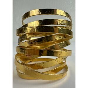 Citrine by the Stones Hammered 14K Gold Plated Bangle Bracelet Siren Boho